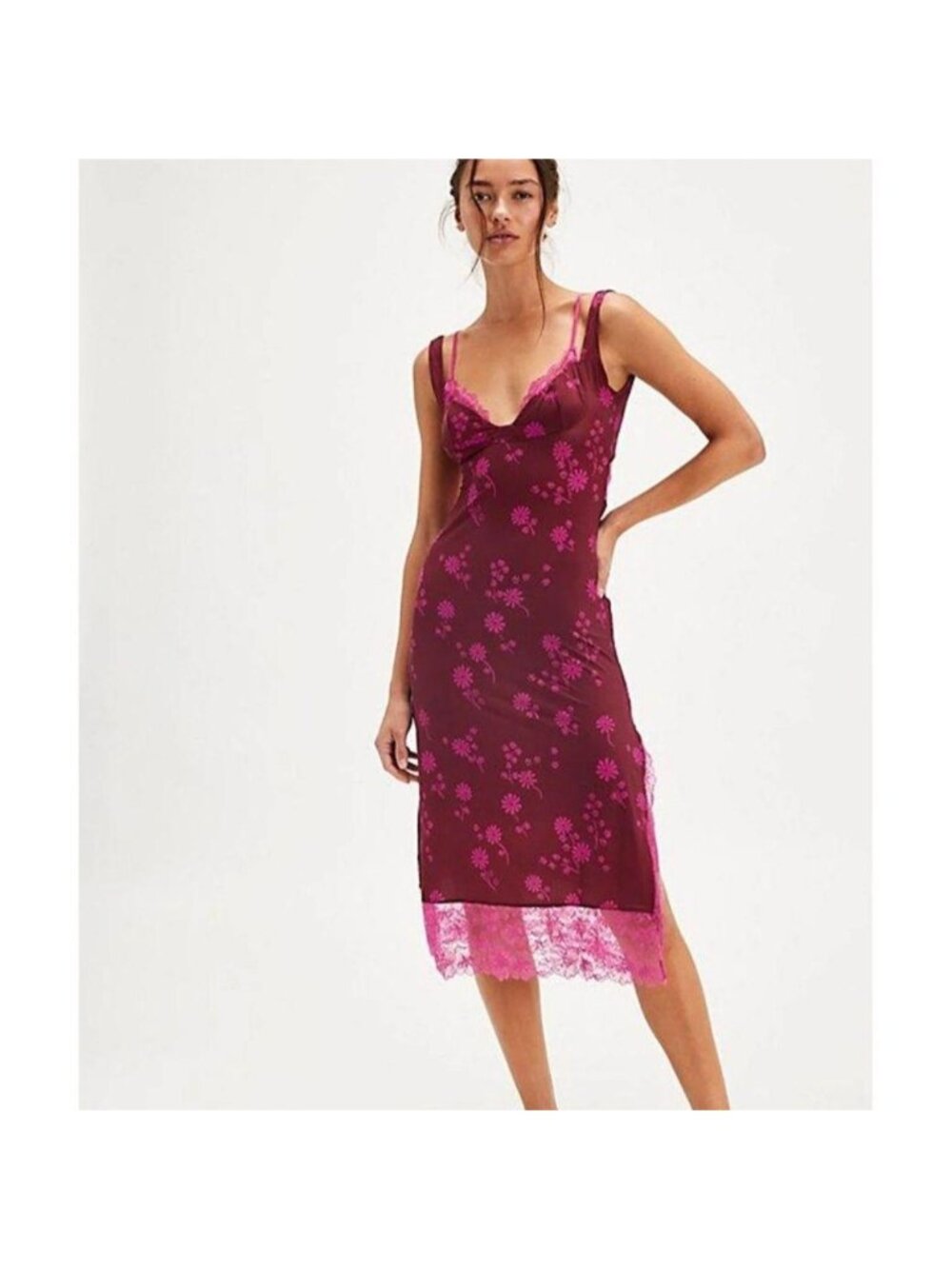 Free People Slip Dress Pink XS Party Crasher Midi...